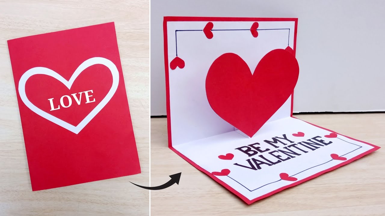 Valentine's Day card. DIY Valentine's day pop up greeting card. How to make valentine's day card