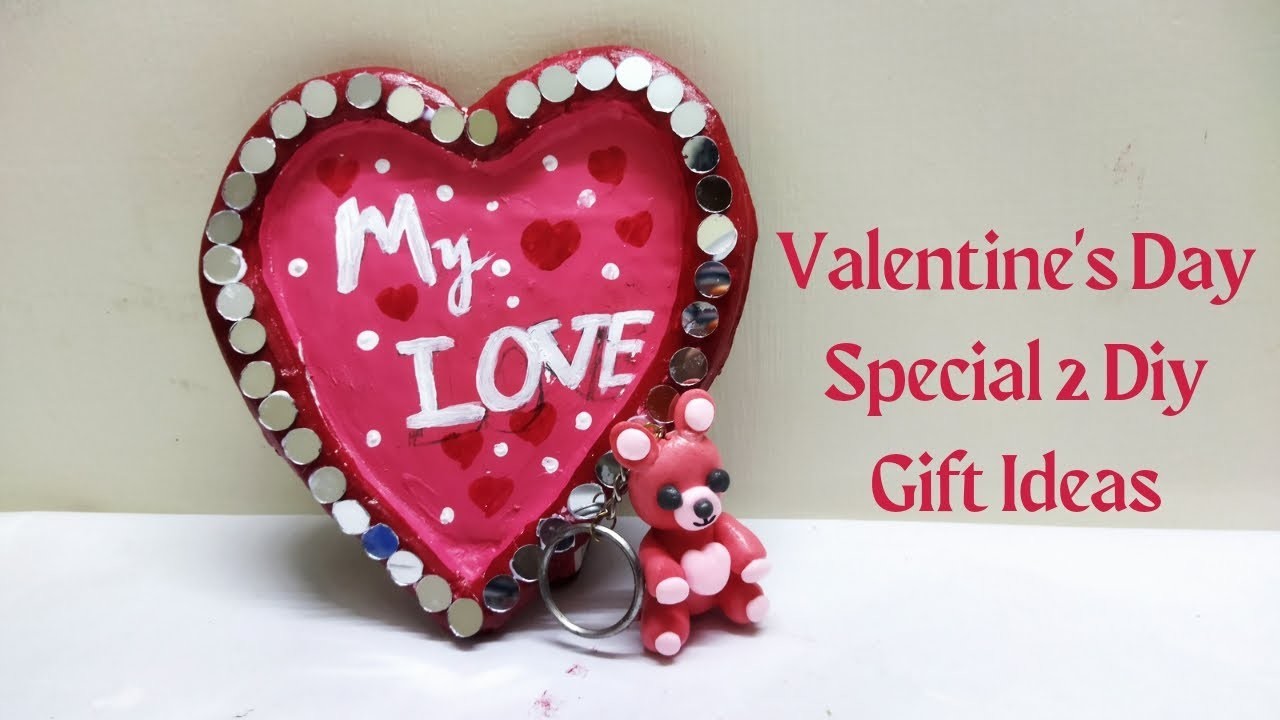 Valentine's Day Special 2 Diy Gift Ideas.My love wall hanging & teddy bear key chain from super clay