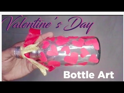 Valentine's day special bottle art #bottleart #loversdayspecial #valentinesdaygift #simpleideas #diy
