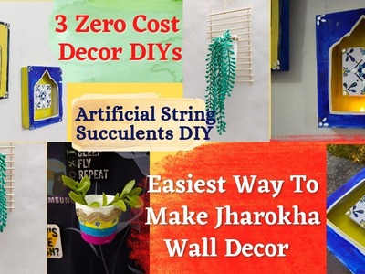 3 Zero Cost Decor DIYs From Waste | Home Decor | Easiest Jharokha Wall Decor DIY | Succulent DIY |