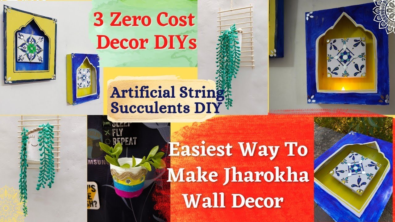 3 Zero Cost Decor DIYs From Waste | Home Decor | Easiest Jharokha Wall Decor DIY | Succulent DIY |