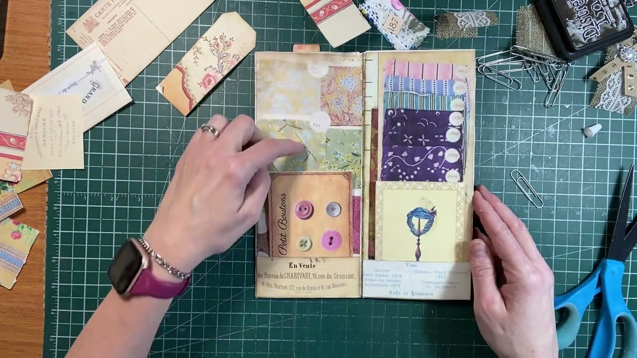ALTERING PAPER CLIPS-ADDING POCKETS to our FRENCH DESIGNS JOURNAL a DT PROJECT @Lizthepaperproject