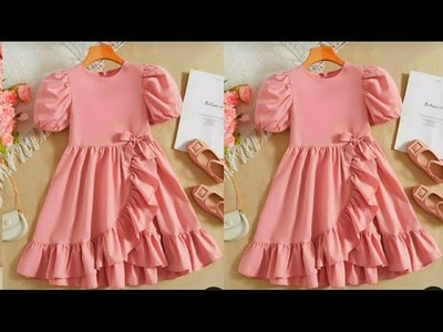 Baby frock cutting and stitching.6-7 year old girl dress cutting and stitching