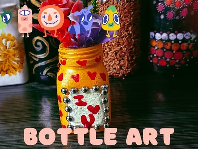 Bottle art|| bottle decor || honey bottle craft || glass bottle craft idea #kaushliyaartncraft