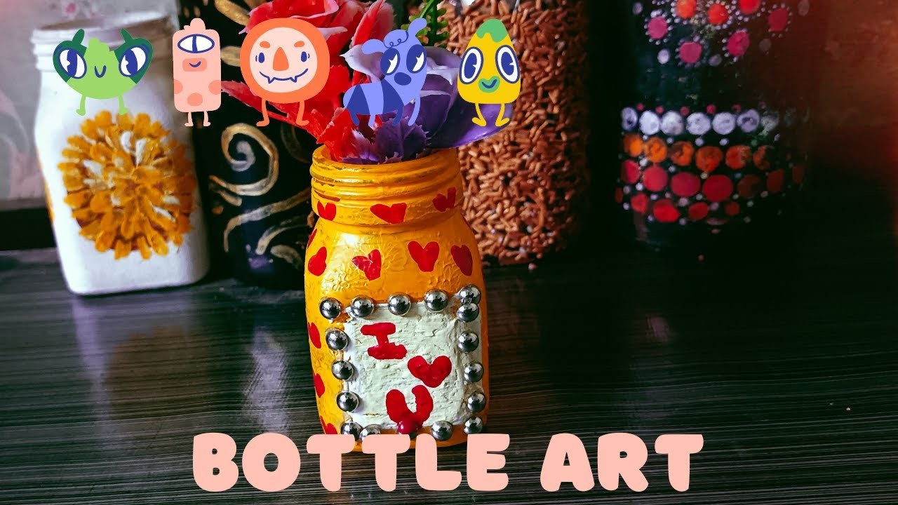 Bottle art|| bottle decor || honey bottle craft || glass bottle craft idea #kaushliyaartncraft