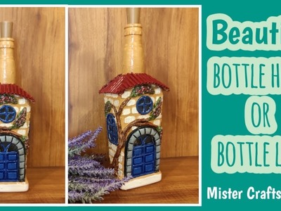 Bottle House.Bottle Lamp.Art And Crafts.Home Decor.Easy Crafts.Art.Diy Decor.Mister Crafts Creater
