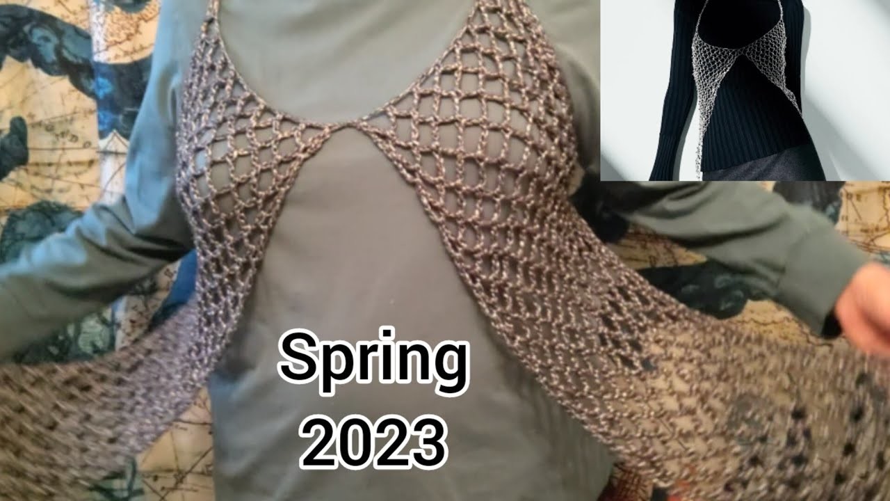 Crochet a 2023 Spring Fashion trendy metallic bikini vest