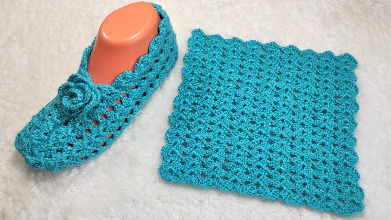 CROCHET HOUSE SLIPPERS FROM ONE SQUARE PART ✔ HOW TO CROCHET HOUSE SLIPPERS WITH EASY PATTERN ✔