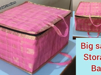 DIY Big Saree Storage Bag, Saree Old Cloth Woollen Clothes Kids Clothes Winter Blanket Organizer Bag