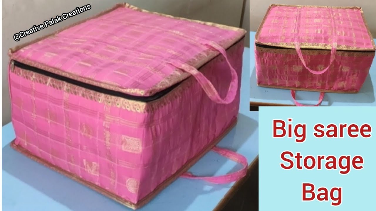 DIY Big Saree Storage Bag, Saree Old Cloth Woollen Clothes Kids Clothes Winter Blanket Organizer Bag