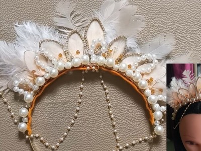 DIY feather crown.fairy crown.decorative hair band