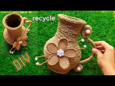 Flower Vase With Jute And Cardboard l Home Decor l Amazing Jute Craft