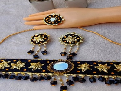Gota pati jewellery|diy gota patti Jewellery|jhumka|necklace|gota necklace|gota Earings|@nfscrafts