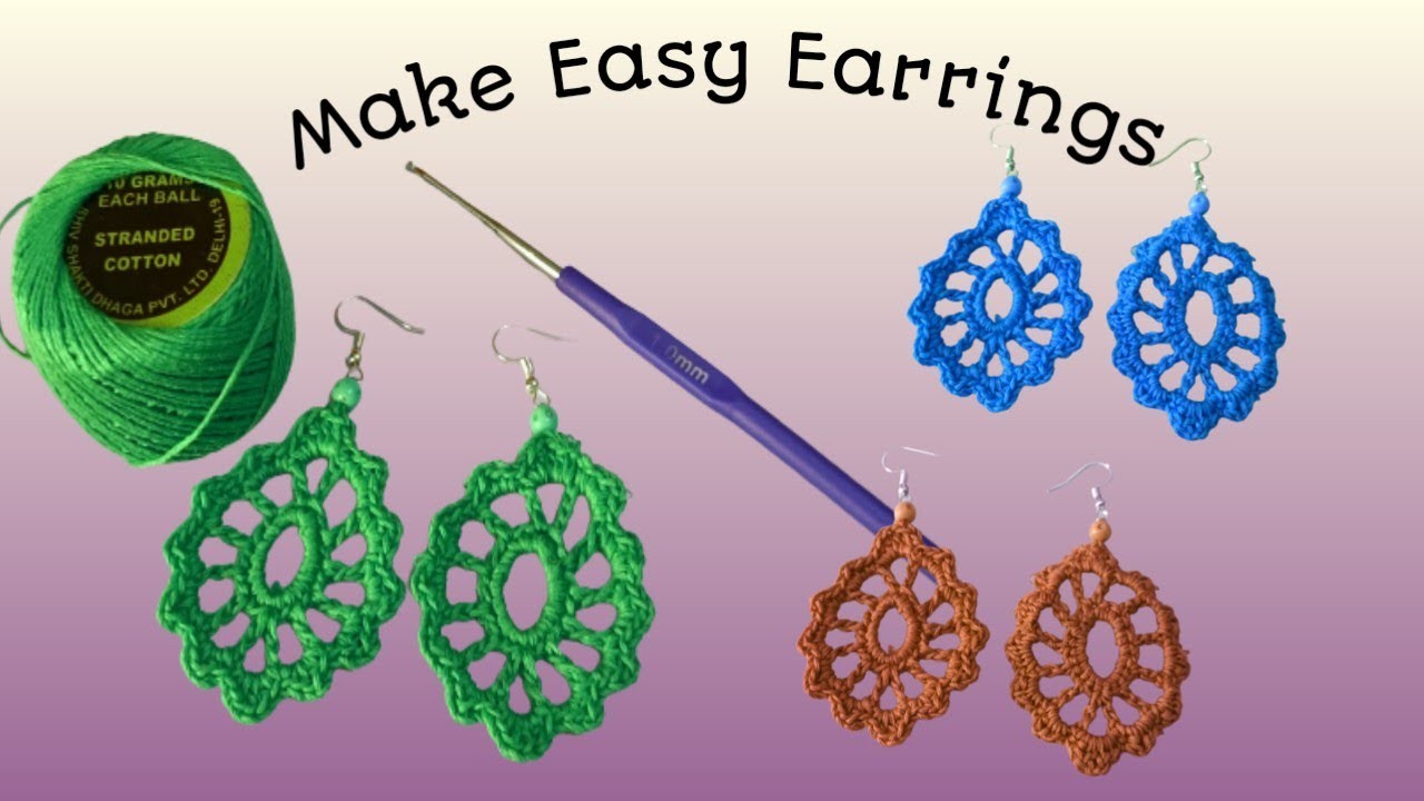 How to crochet nice and easy earrings | How to make DIY easy cute simple crochet earrings