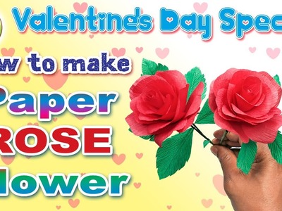 How to Make A Paper Rose. Valentine Rose. Valentine Day Special. Crepe Paper Rose #youtube