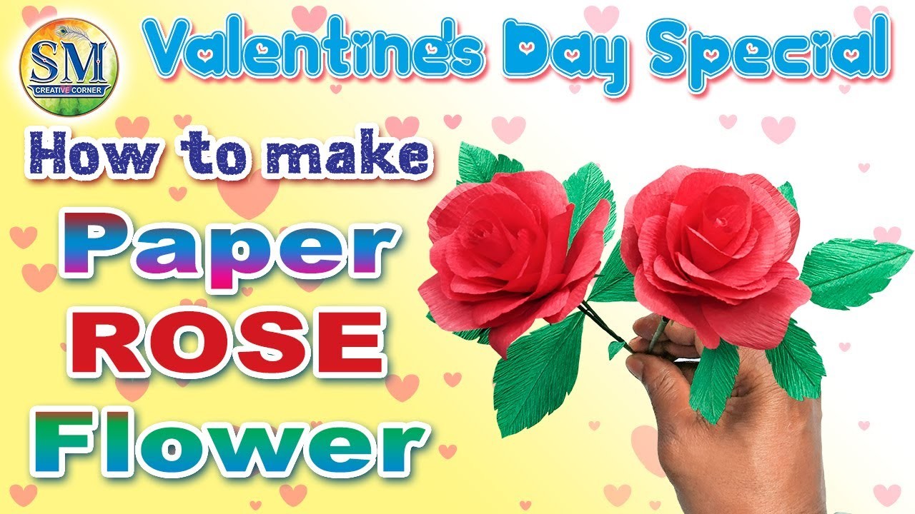 How to Make A Paper Rose. Valentine Rose. Valentine Day Special. Crepe Paper Rose #youtube