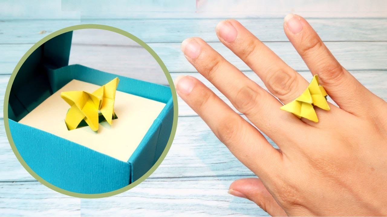 How to make a pretty ✨ butterfly ring ✨ using only paper  | ORIGAMI