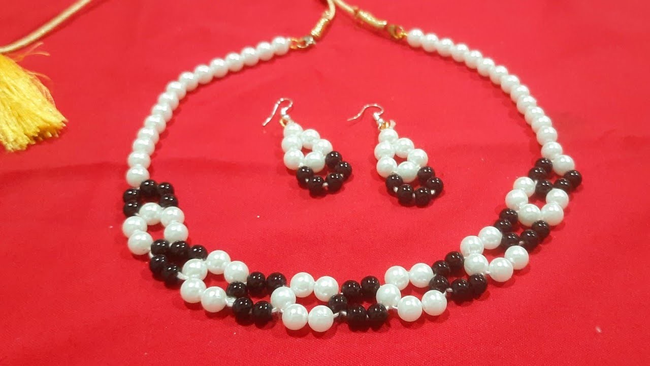 How to make beautiful pearl necklace simple idea at home @craftrsm
