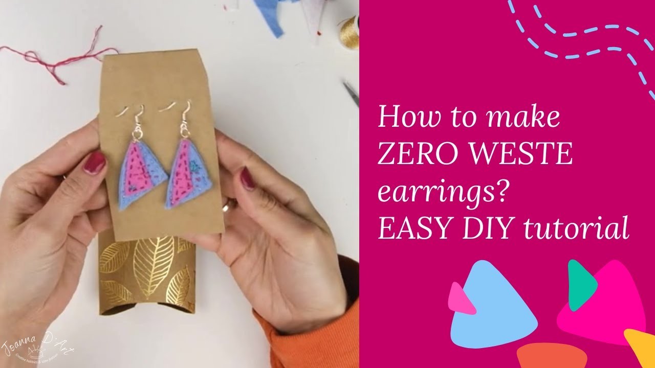 How to make embroidered ZERO WASTE earrings.  Simple DIY tutorial