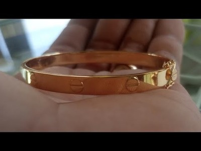 How to Make K18 YG Cartier Bangle w. Triple lock  from 999 Gold Coin. Tatak LG, vid#8