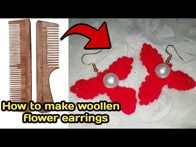 How to make woollen flower earrings 2023.DIY Woollen Flower 2023