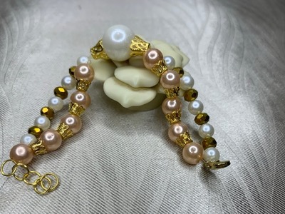 Pearl and golden bracelet tutorial