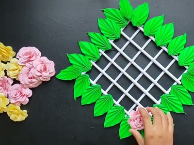 Rose flower wall hanging craft ???? home decor ideas #homedecor #wallhanging #papercrafts #paperflower