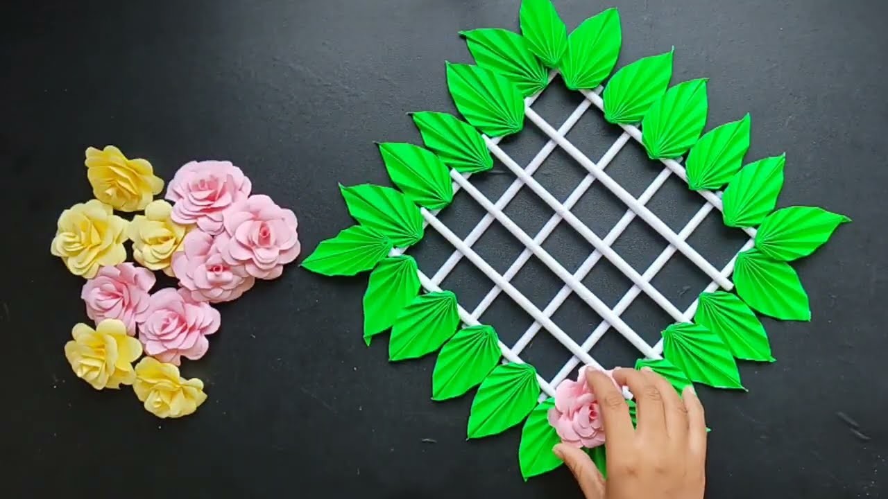 Rose flower wall hanging craft ???? home decor ideas #homedecor #wallhanging #papercrafts #paperflower