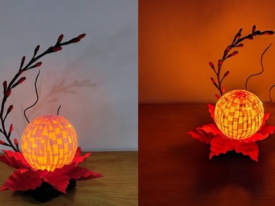 Simple and amazing  table lamp - Paper lamp - Best home Decor ideas #nightlamp ,#ballooncraft