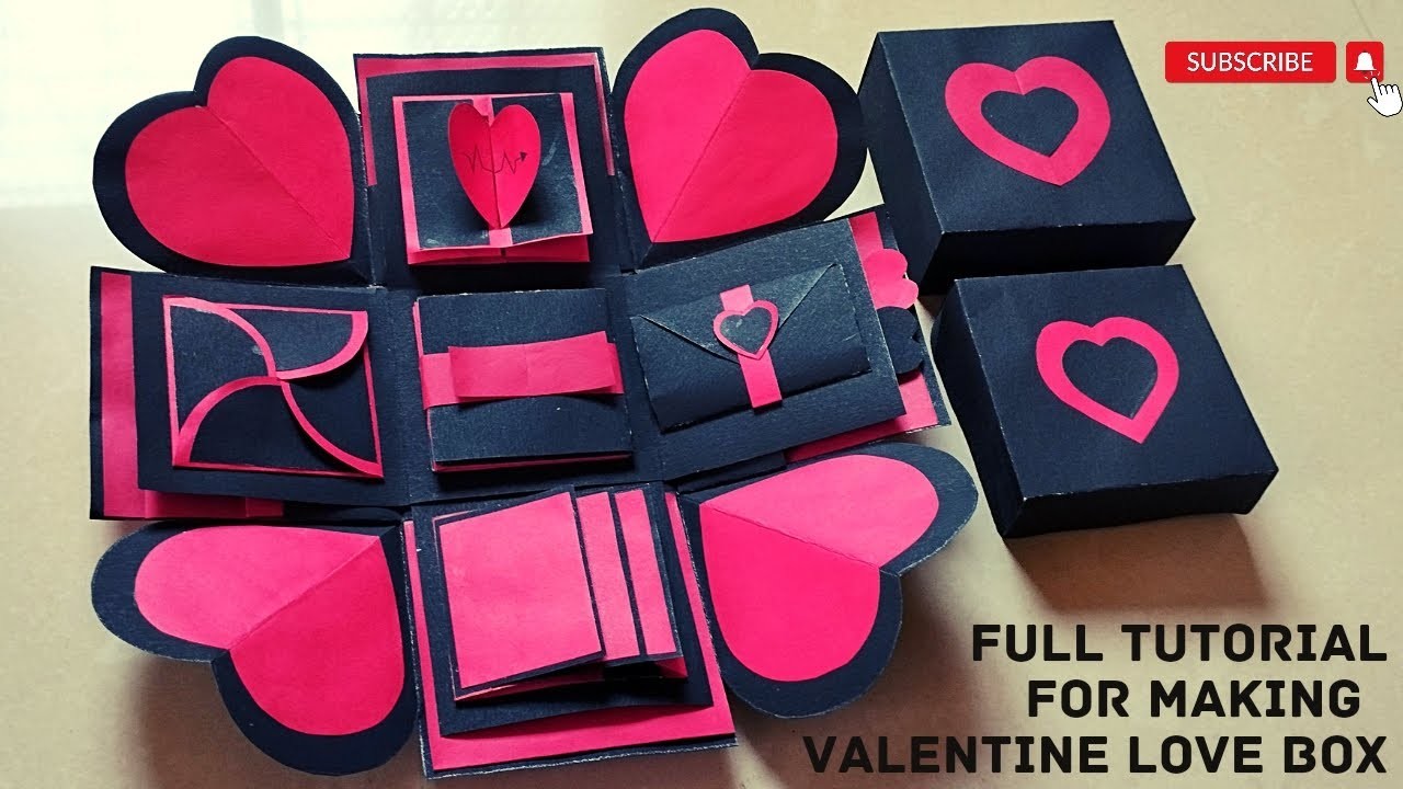 Step by step tutorial for making valentine love box at home | explosion box tutorial | gift box idea