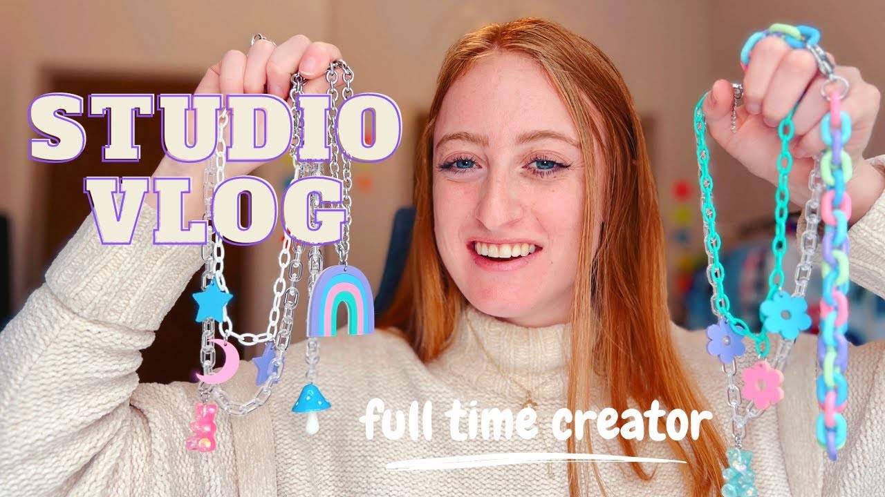 STUDIO VLOG | Productive day in the life of an Etsy shop owner, launch prep, acrylic jewelry