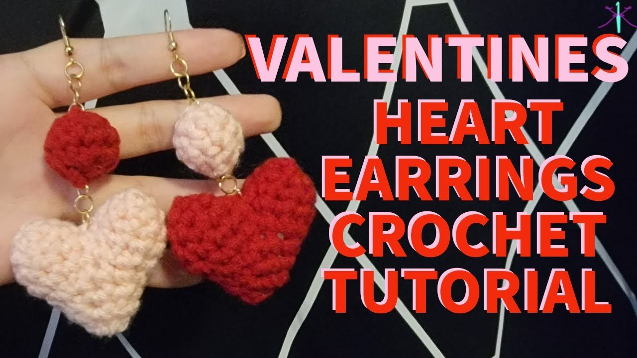 Valentines Heart Earrings Crochet Tutorial