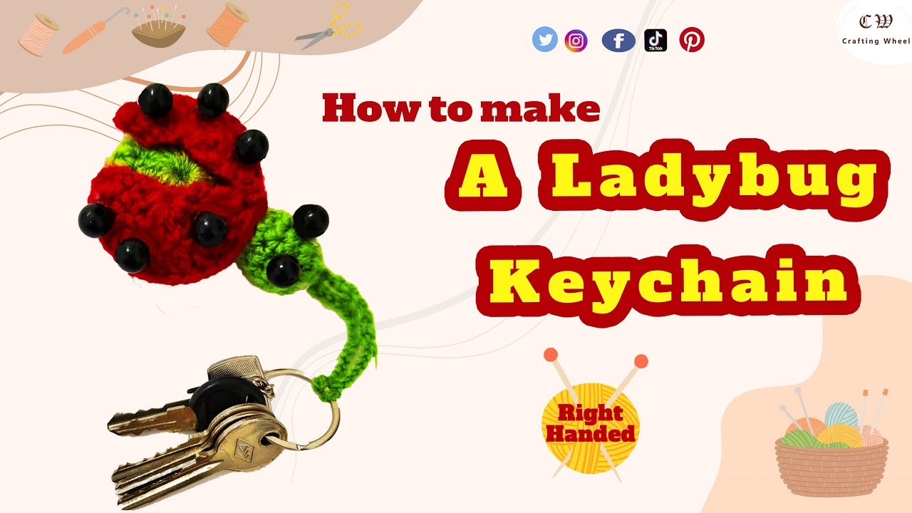 Wow !! Super easy very useful crochet ladybug keychain. Sell and give as a gift.  ( Right Handed)