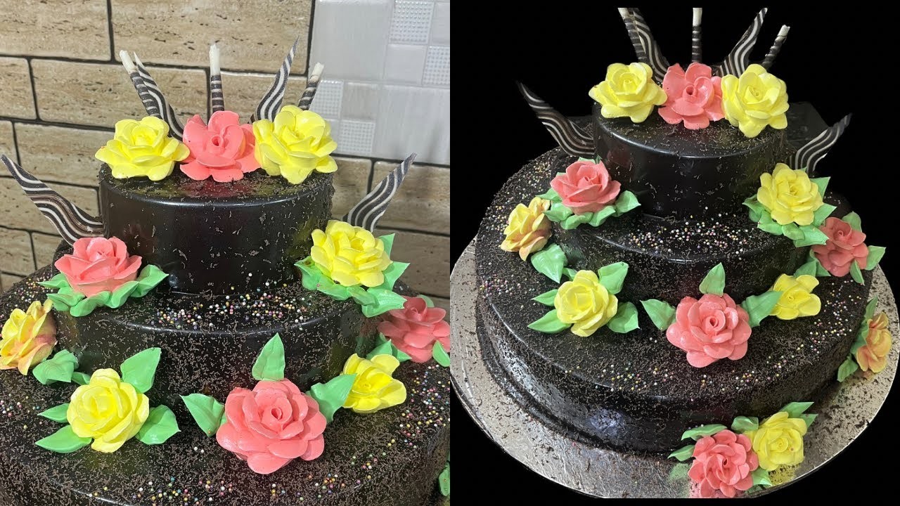 3 step chocolate flowers cake making | chocolate cake decoration | JSCDESIGNER