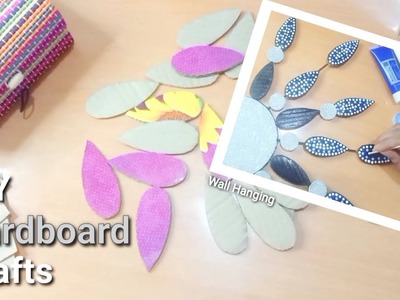 Amazing Cardboard Box Ideas || DIY Wall Hanging with Cardboard || #hafsaartbox #acrylicpainting