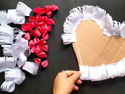 Beautiful heart shape paper wall hanging craft for valentine's day. easy home decorations ideas.DIY