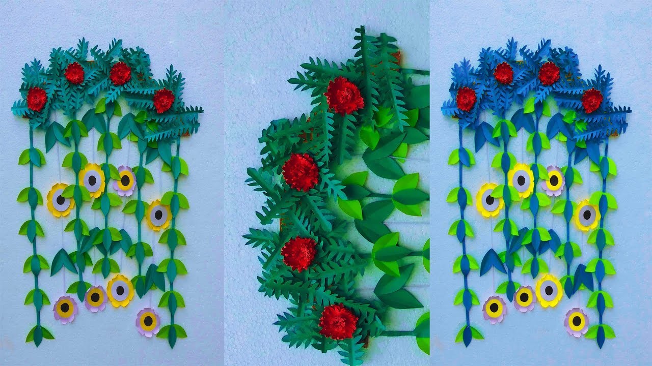 Beautiful Paper Flower Wall Hanging - Paper Craft - DIY Home Decor