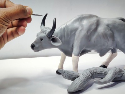 Clay Sculpting : Realistic Gaur Bull Made from Polymer clay, Diy Clay,Clay art,Clay modelling
