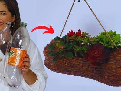 Como Fazer VASO RÚSTICO com GARRAFA pet  | DIY VASOS DECORATIVOS - plastic bottle flower vase