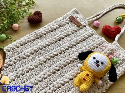 Crochet Tote Bag | Crochet Puff Stitch Market Bag | Crochet Bag ????????