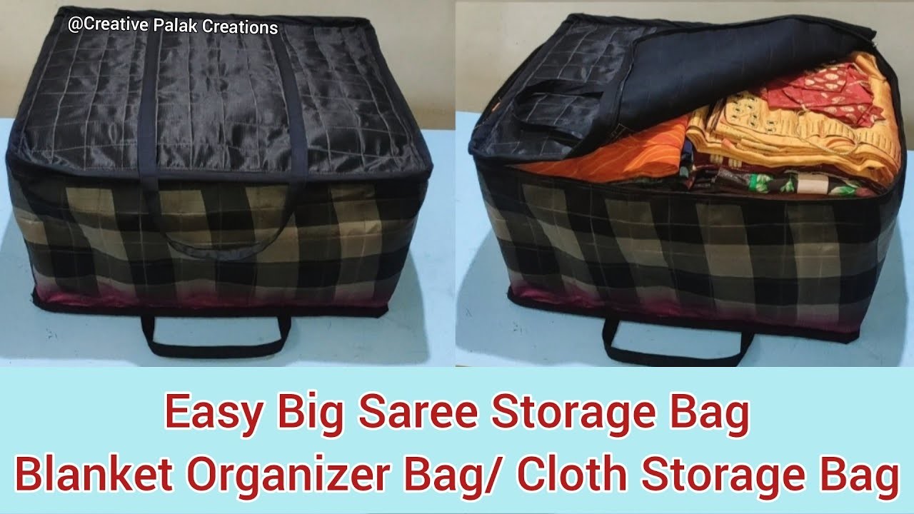 DIY Big Saree Organizer Bag. Old Cloth, Woollen Clothes, Kids Clothes, Winter Blanket Storage Bag