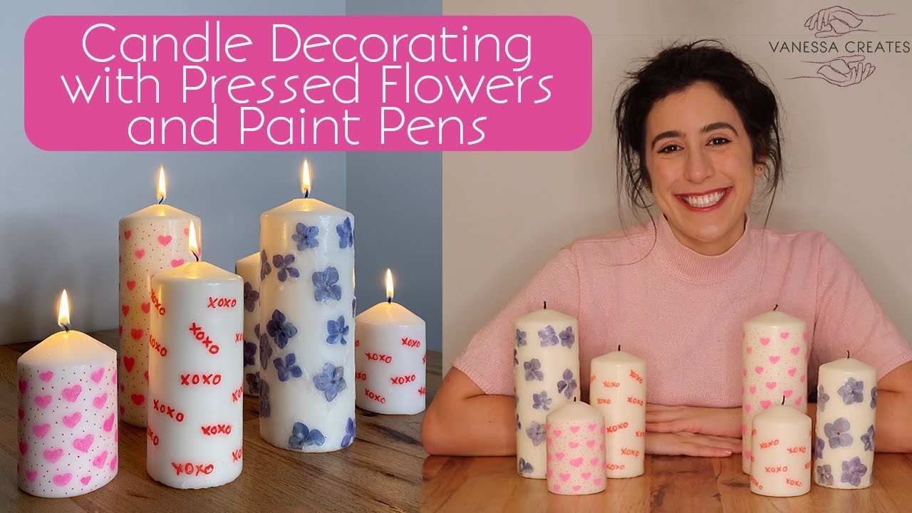 DIY Candle Decorating with Pressed Flowers and Paint Pens