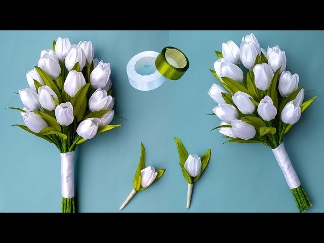 DIY Easy Satin Ribbon Flower Tulips | Hand Tied Tulip Bouquet Wedding Tutorial