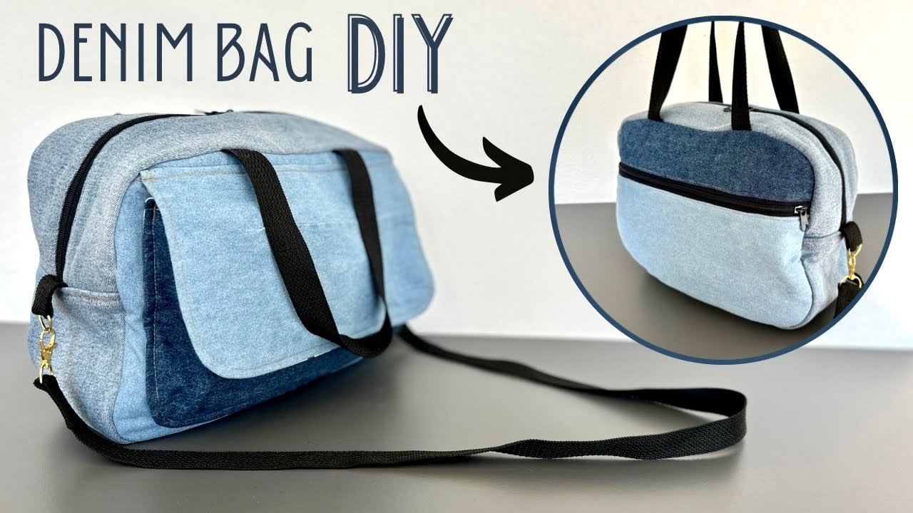 DIY How to sew DENIM CROSSBODY BAG from old jeans and shirts | Sewing Easy | Best upcycle ideas