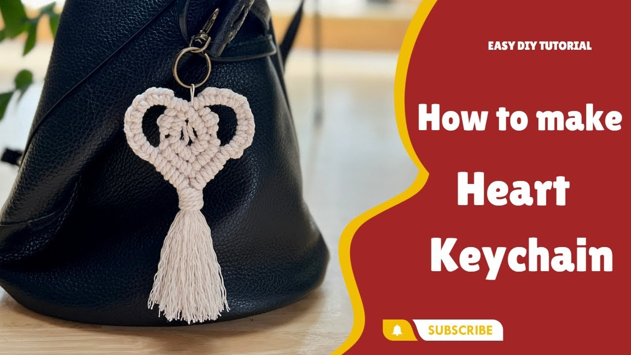 DIY Macrame HEART Keychain. Valentine's Day Gift. Bag Tag DIY. Heart Ornament