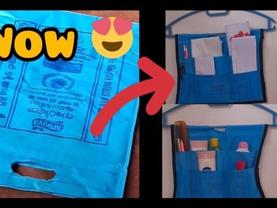 DIY organizer  # reuse rice bags # turn   waste rice bags into an  organizer # bags reuse idias DIY