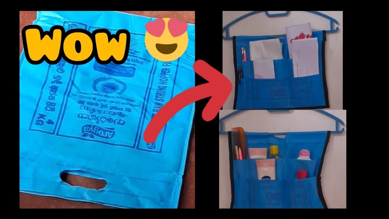 DIY organizer  # reuse rice bags # turn   waste rice bags into an  organizer # bags reuse idias DIY