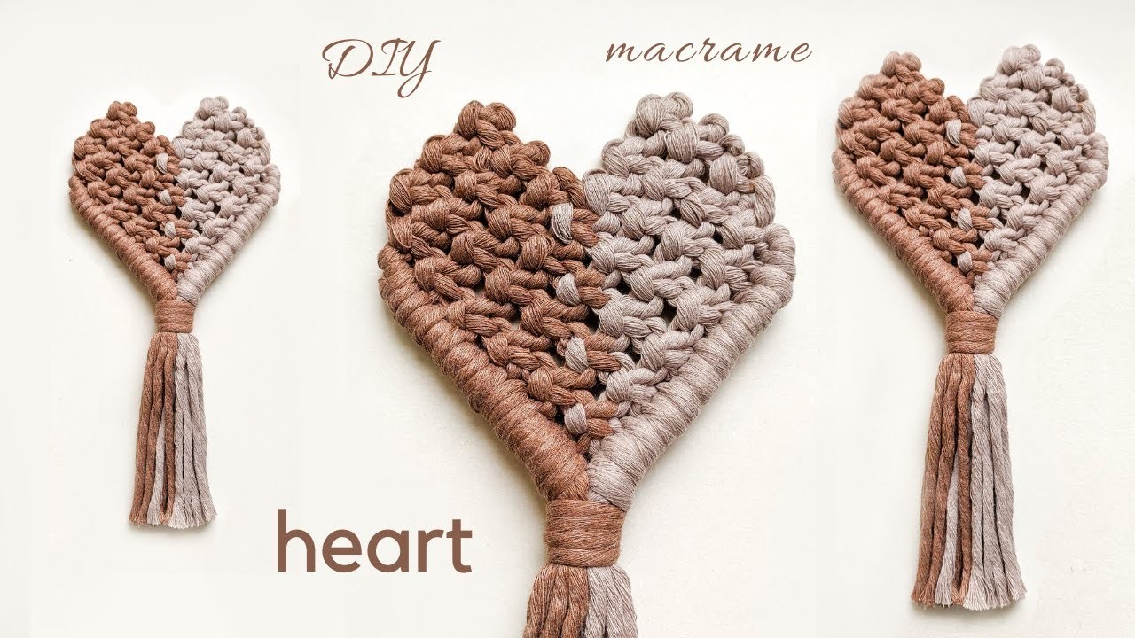 DIY: tutoriaL for a macrame bicolor heart, easy pattern for beginners
