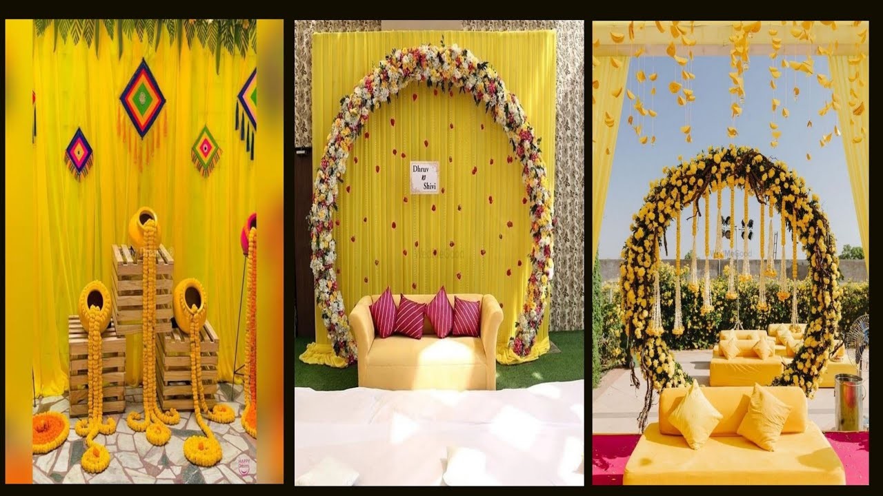 Haldi Ceremony Decoration - Indian Wedding Party Haldi DIY Decoration | Ceremony ideas | DIY Queen