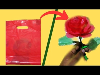 How to make beautyfull Rose flower from plastic bag for give the gift.craft rose flower.